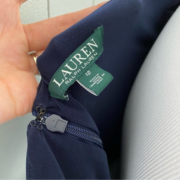 Lauren Ralph Lauren Dress Size 12 Women's Navy Evening Fit Flare Silhouette - Picture 11 of 16